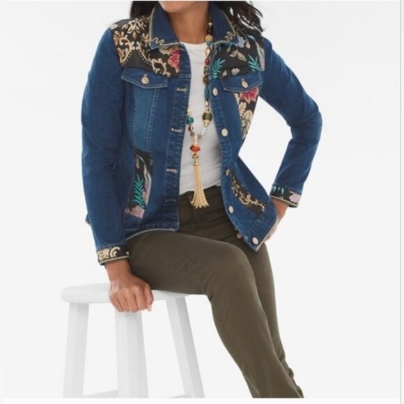 NWT Chico's Denim Heritage Jacket Heirloom Indigo Size Medium - Picture 14 of 16